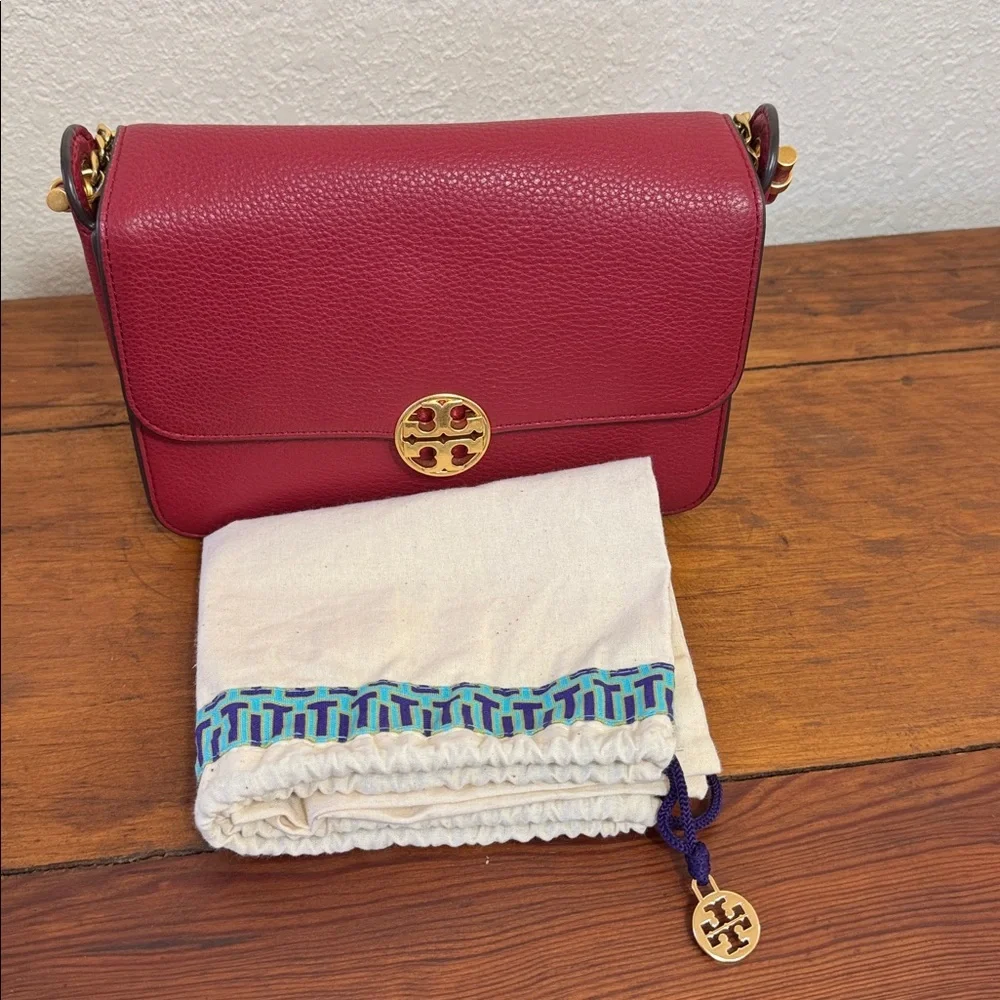 Tory Burch Chelsea Elegant Red Leather Crossbody Bag